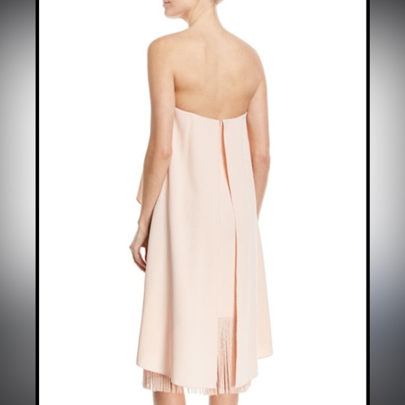 Nwt Aidan by Aidan Mattox Strapless Tiered Crepe & Fringe Midi Cocktail Dress 8 - Picture 5 of 10